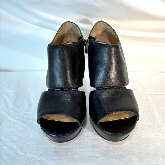 Coach Jaelyn Q1219 Black Wedge Heels Platform Sandals Leather Open Toe 7B - Picture 3 of 15